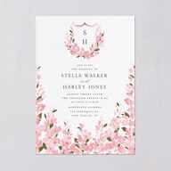 Delphinium Crest Wedding Invitations Shell Pink Signature Blank No Standard