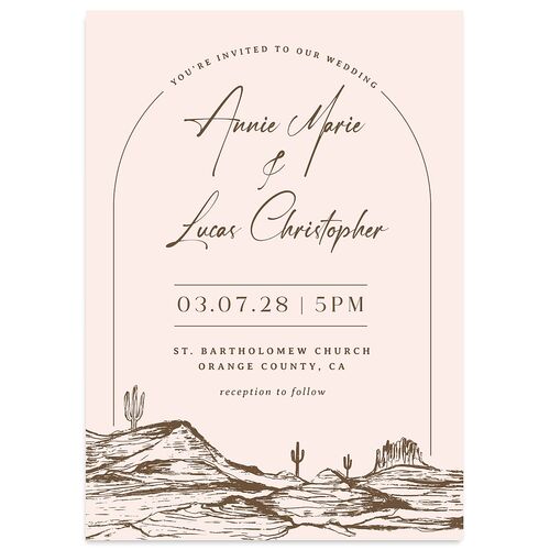 Western Cactus Wedding Invitations Sepia Signature Blank No Standard