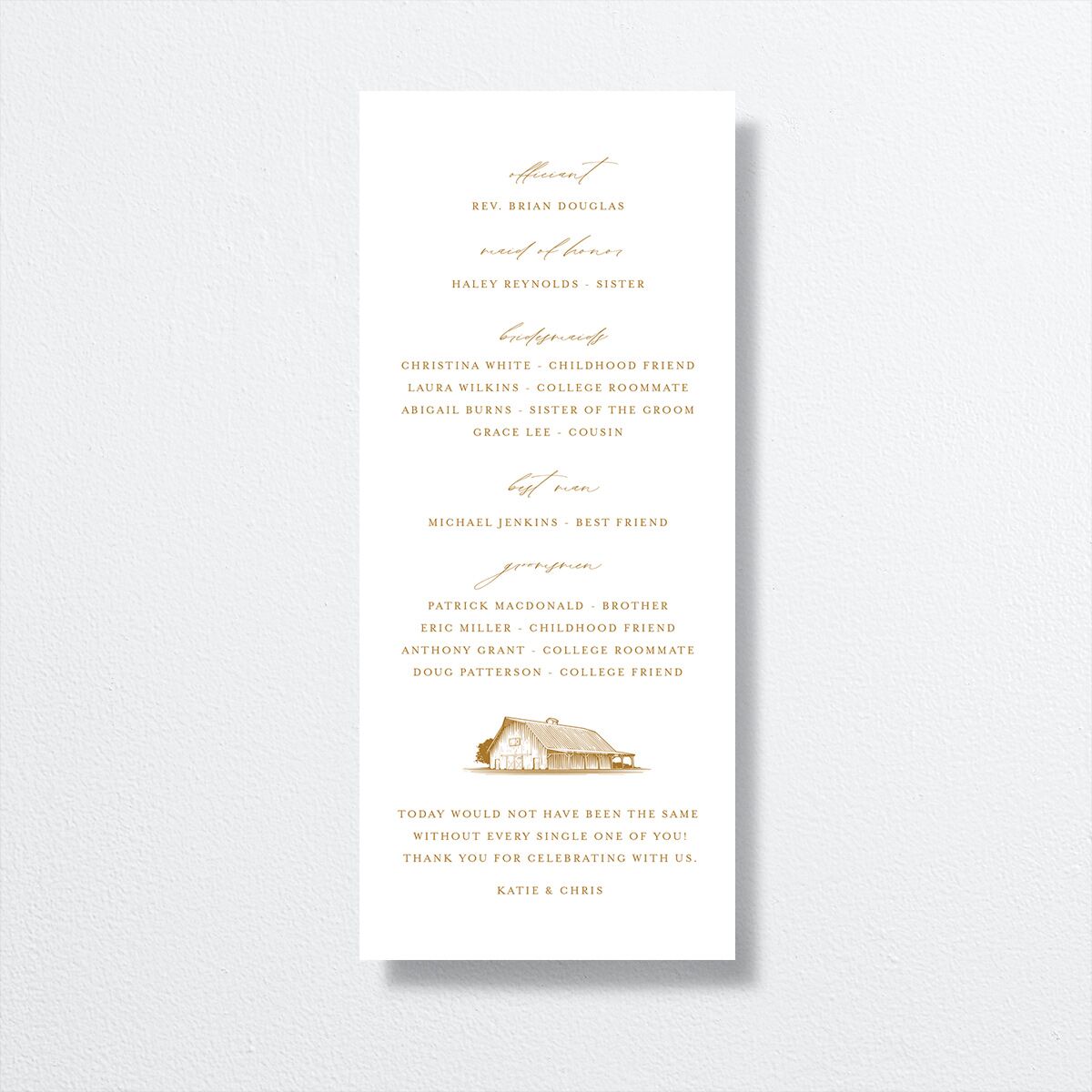 Classic Landscape Wedding Programs back in gold