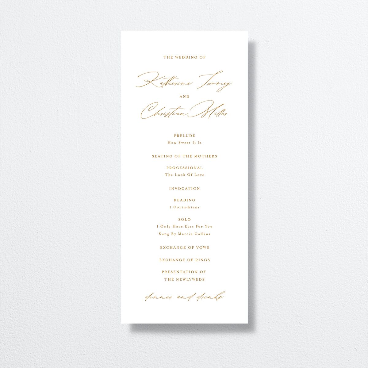 Classic Landscape Wedding Programs front in gold