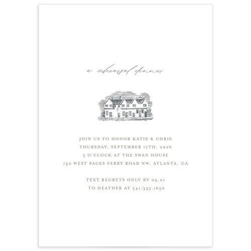 Classic Landscape Rehearsal Dinner Invitations Steel Gray Pearlescent Blank