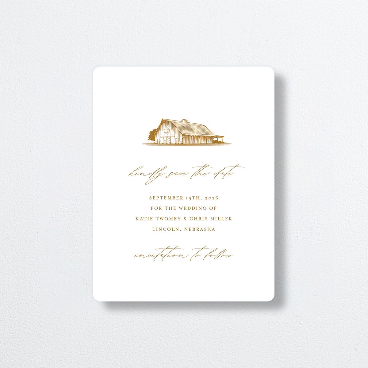 Classic Landscape Save The Date Magnets front in Gold