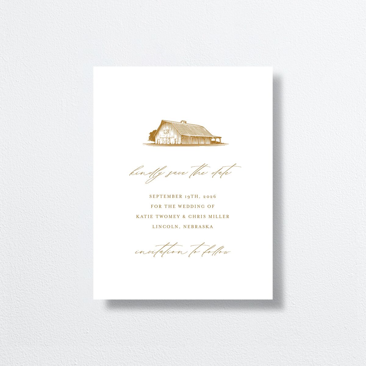 Classic Landscape Save the Date Petite Cards front in Gold