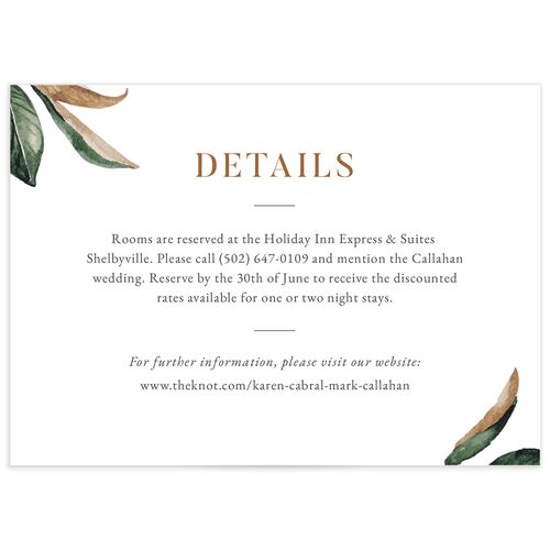 Southern Magnolia Wedding Enclosure Cards Midnight Signature