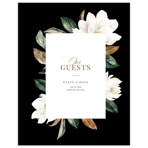 Southern Magnolia Wedding Guest Book Midnight