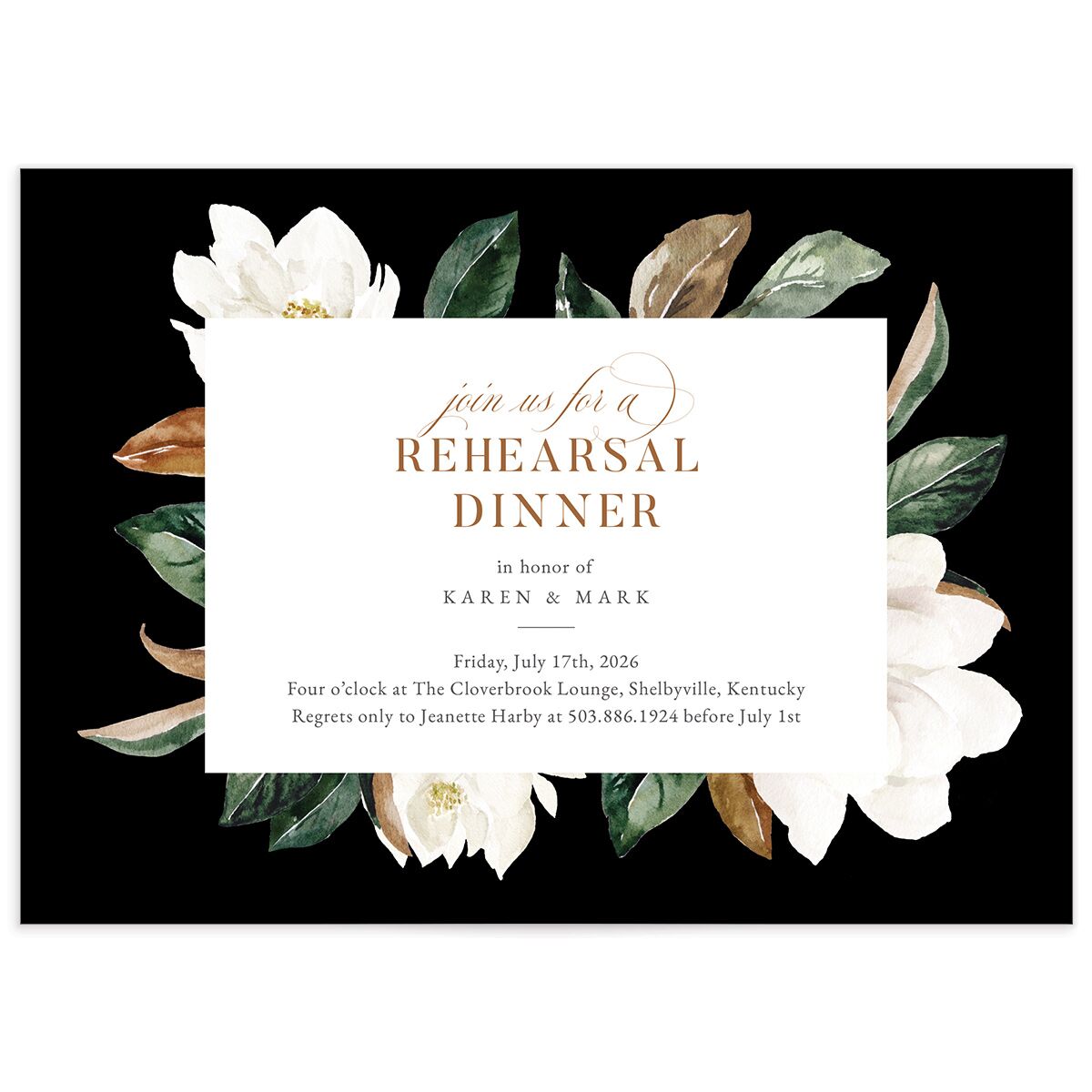 Southern Magnolia Rehearsal Dinner Invitations