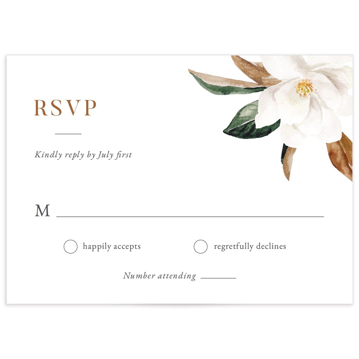 Southern Magnolia Wedding Response Cards