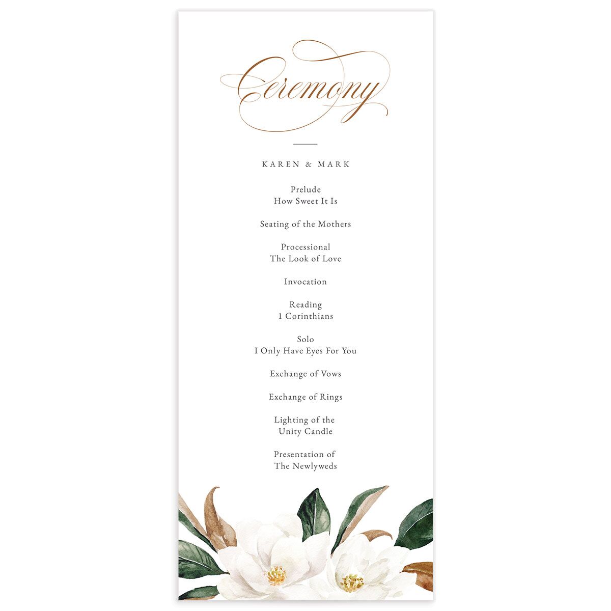 Romantic Blooms Wedding Programs