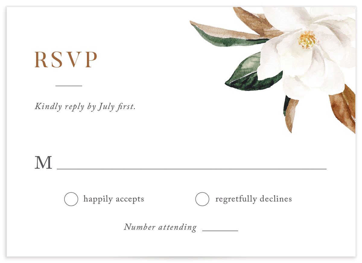 Romantic Blooms Wedding Response Cards front in black