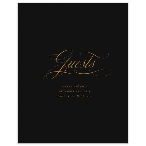 Exquisite Calligraphy Wedding Guest Book Midnight