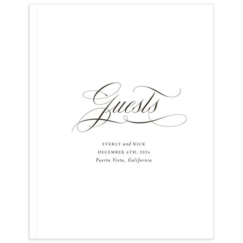 Exquisite Calligraphy Wedding Guest Book Pure White