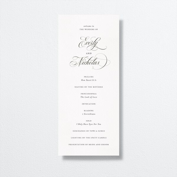 Exquisite Calligraphy Wedding Programs Pure White Signature