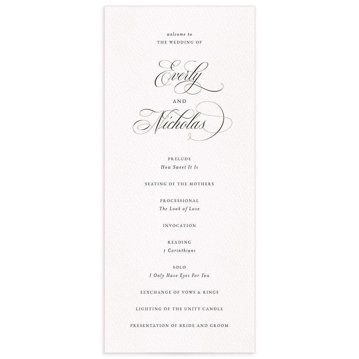 Exquisite Calligraphy Wedding Programs
