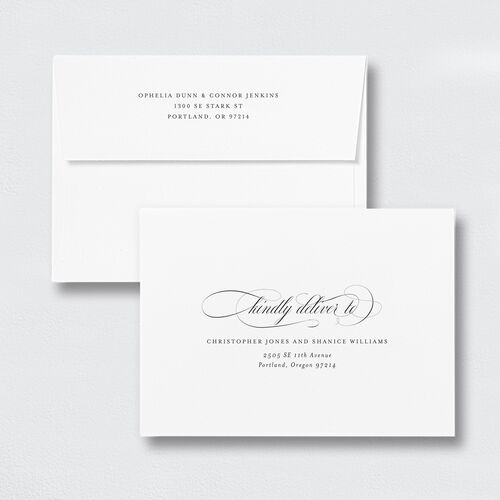 Exquisite Calligraphy Rehearsal Dinner Invitation Envelopes White Standard Pure White Both Recipient and Return Addresses