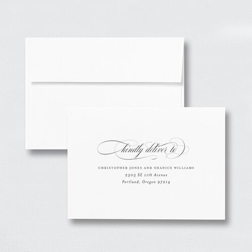 Exquisite Calligraphy Wedding Response Card Standard Envelopes White Standard French Blue Return Address Signature