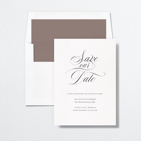 Exquisite Calligraphy Save The Date Cards Pure White Signature smooth No Standard