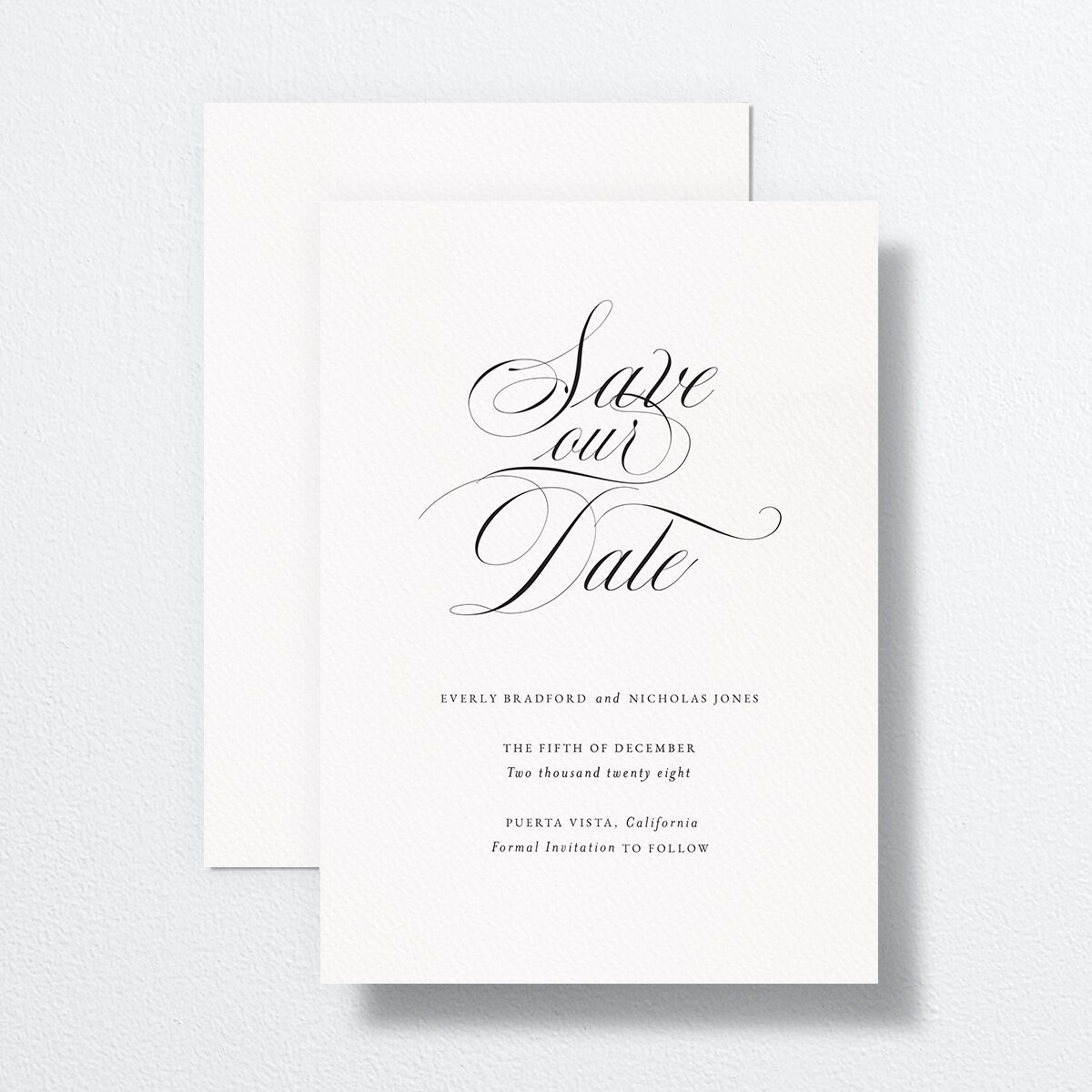 Exquisite Calligraphy Save The Date Cards Pure White Signature smooth No Standard