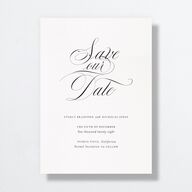 Exquisite Calligraphy Save The Date Cards Pure White Signature smooth No Standard