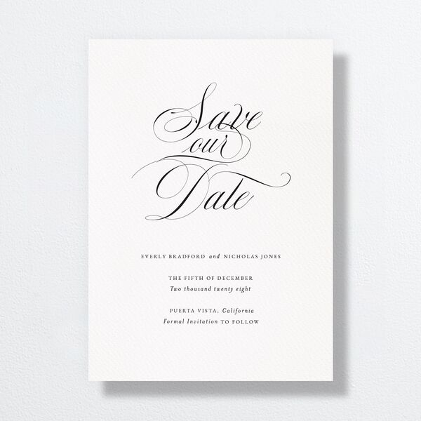 Exquisite Calligraphy Save The Date Cards Pure White Signature smooth No Standard