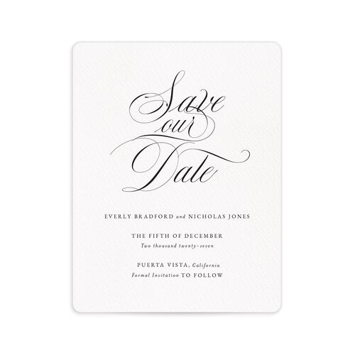 Exquisite Calligraphy Save The Date Magnets - White