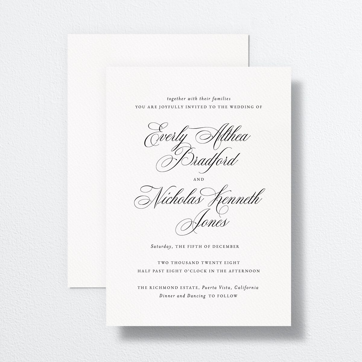 Exquisite Calligraphy Wedding Invitations Pure White Signature No Standard