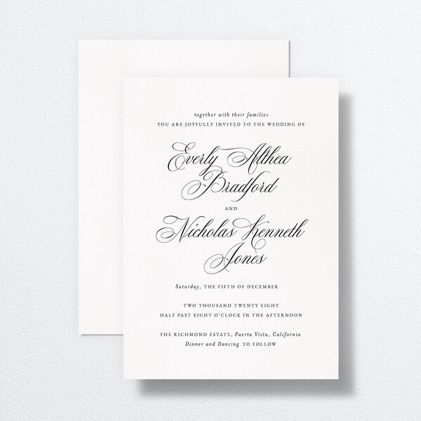Exquisite Calligraphy Wedding Invitations Pure White Signature No Standard