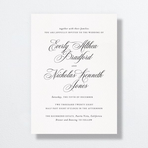 Exquisite Calligraphy Wedding Invitations Pure White Signature No Standard