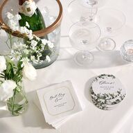 Eucalyptus Frame Wedding Day Coaster Pure White Cardboard Soft Square