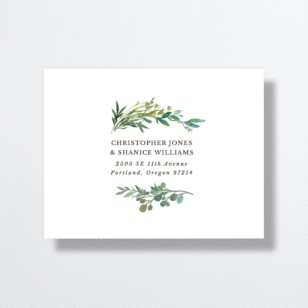 Leafy Hoops All-in-One Wedding Invitations Eucalyptus Signature Light Both Recipient and Return Addresses No