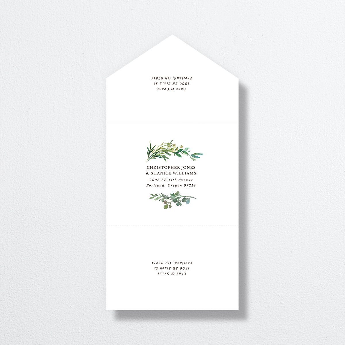 Leafy Hoops All-in-One Wedding Invitations Eucalyptus Signature Light Both Recipient and Return Addresses No