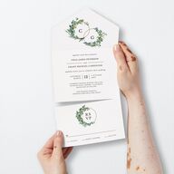 Leafy Hoops All-in-One Wedding Invitations Eucalyptus Signature Light Both Recipient and Return Addresses No