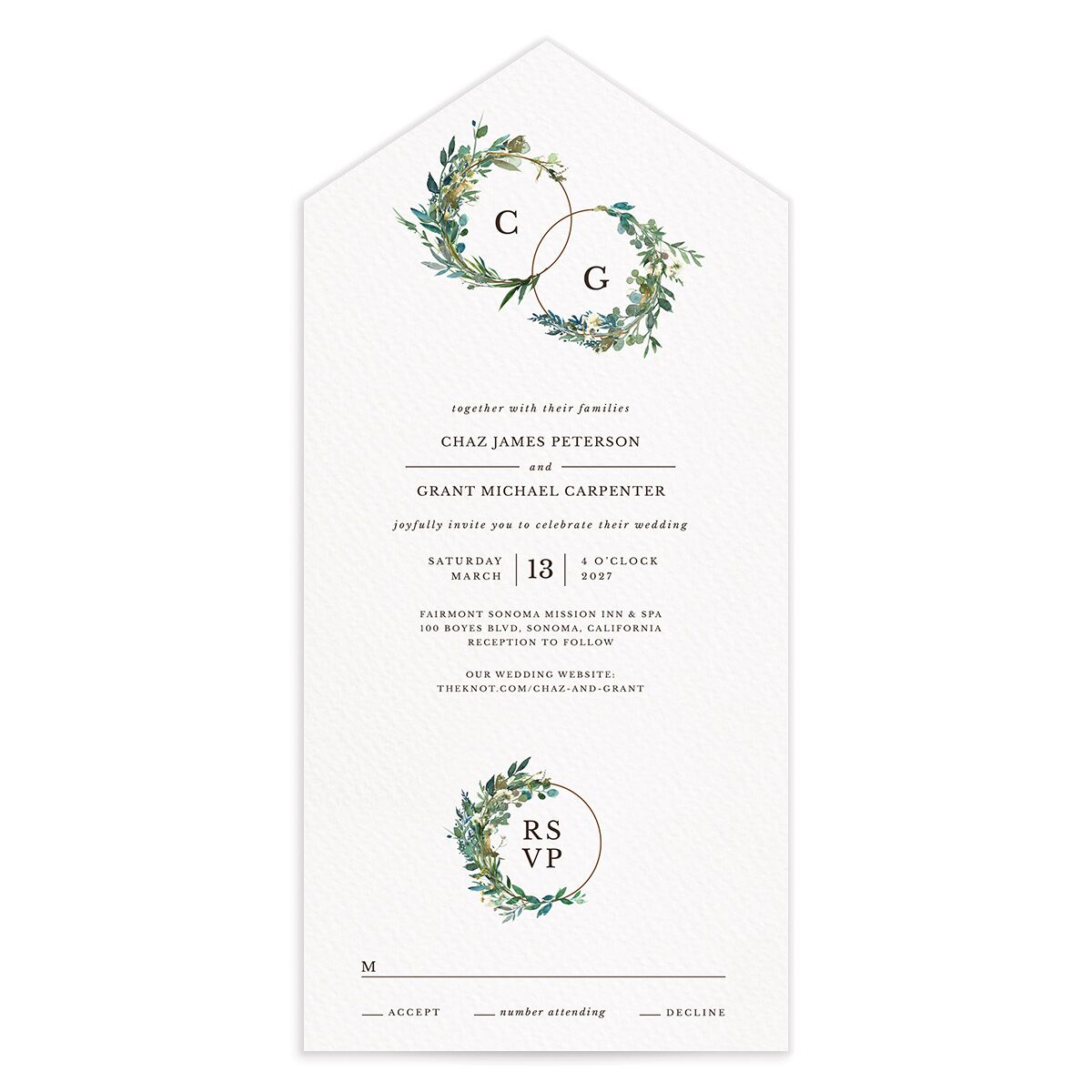 Leafy Hoops All-in-One Wedding Invitations