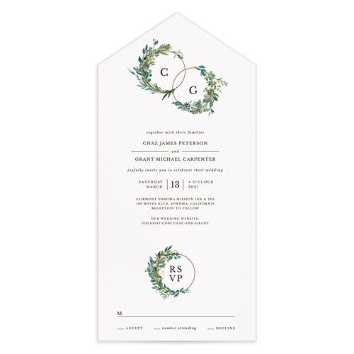 Leafy Hoops All-in-One Wedding Invitations