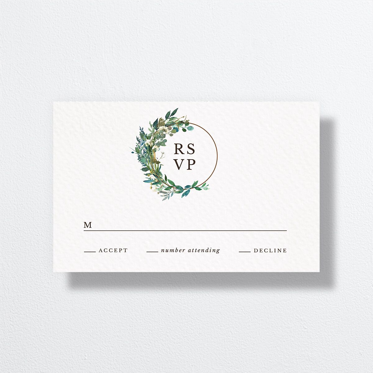 Leafy Hoops All-in-One Wedding Invitations Eucalyptus Signature Light Both Recipient and Return Addresses No