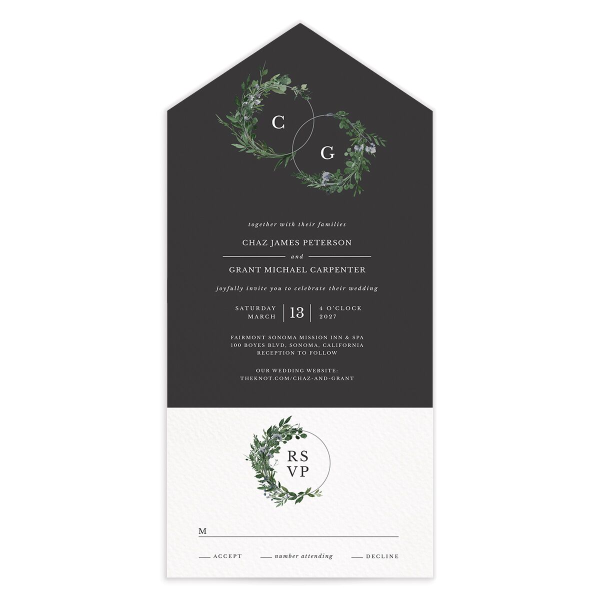 Leafy Hoops All-in-One Wedding Invitations