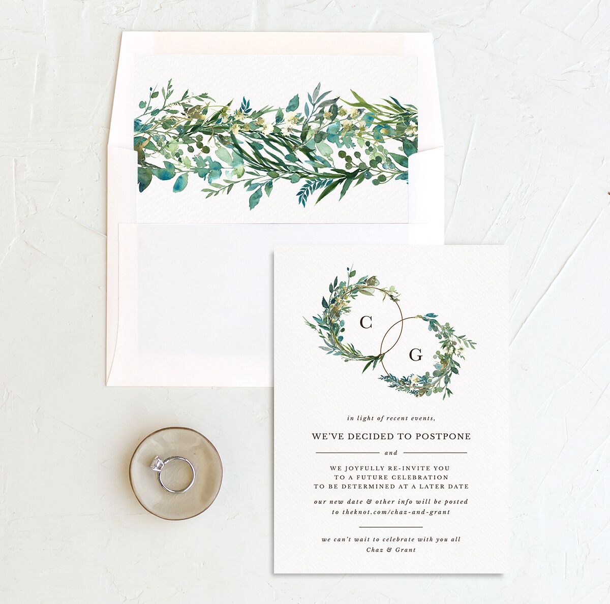 Leafy Hoops Change the Date Card envelope-and-liner