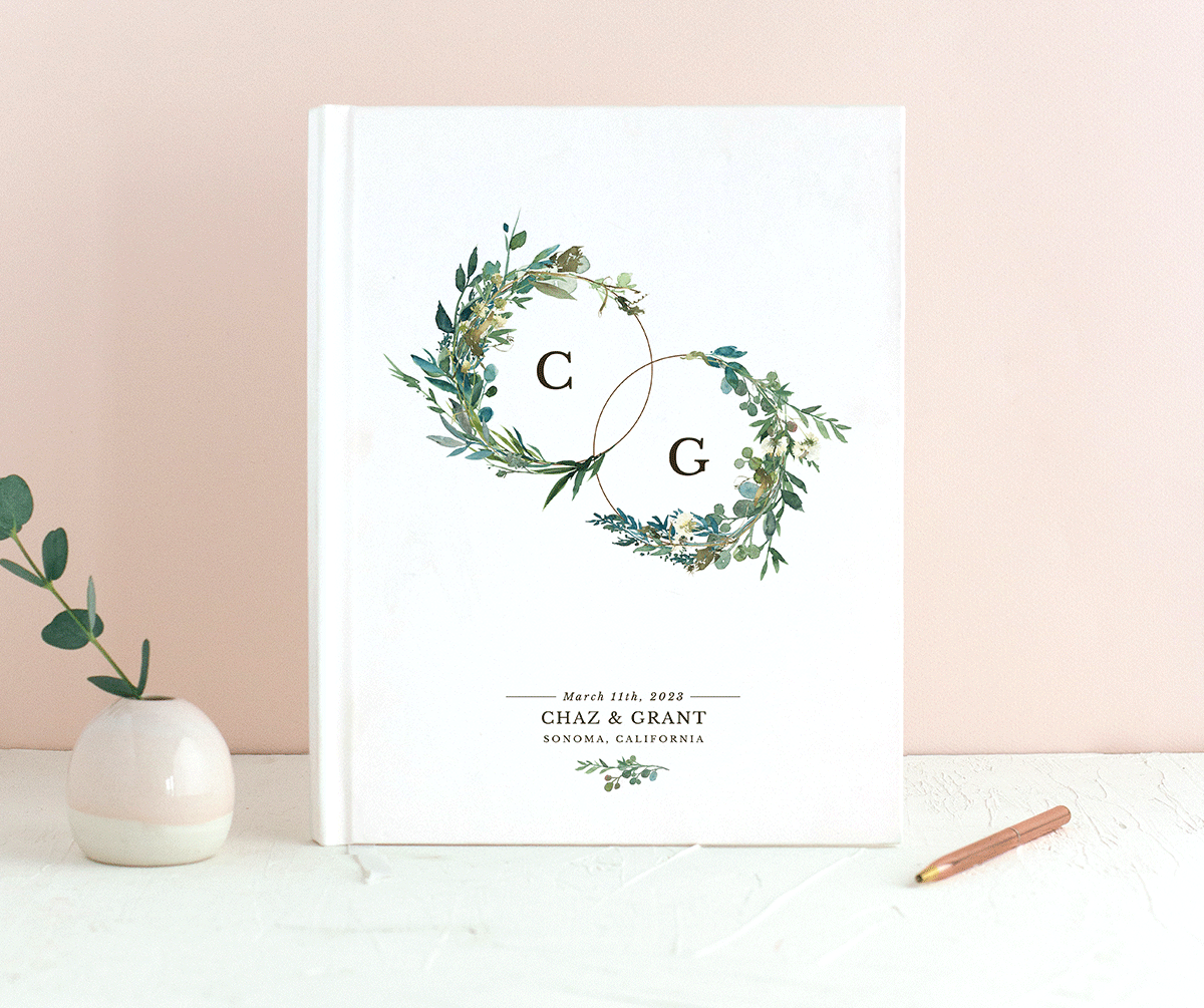 Leafy Hoops Wedding Guest Book front