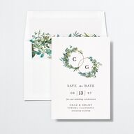 Leafy Hoops Save The Date Cards Eucalyptus Signature smooth No Standard