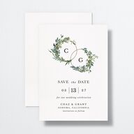 Leafy Hoops Save The Date Cards Eucalyptus Signature smooth No Standard