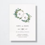 Leafy Hoops Save The Date Cards Eucalyptus Signature smooth No Standard