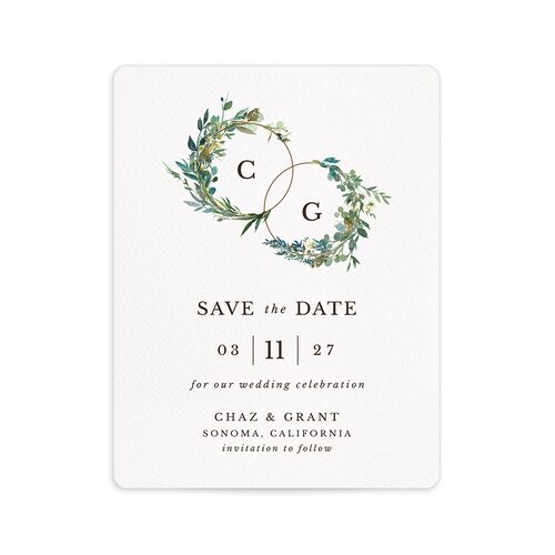 Leafy Hoops Save The Date Magnets