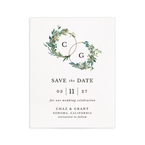 Leafy Hoops Save the Date Petite Cards