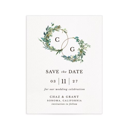 Leafy Hoops Save the Date Petite Cards - Green