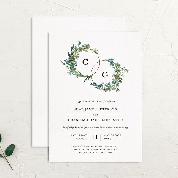 Floral Circles Wedding Invitations Pure White Signature No