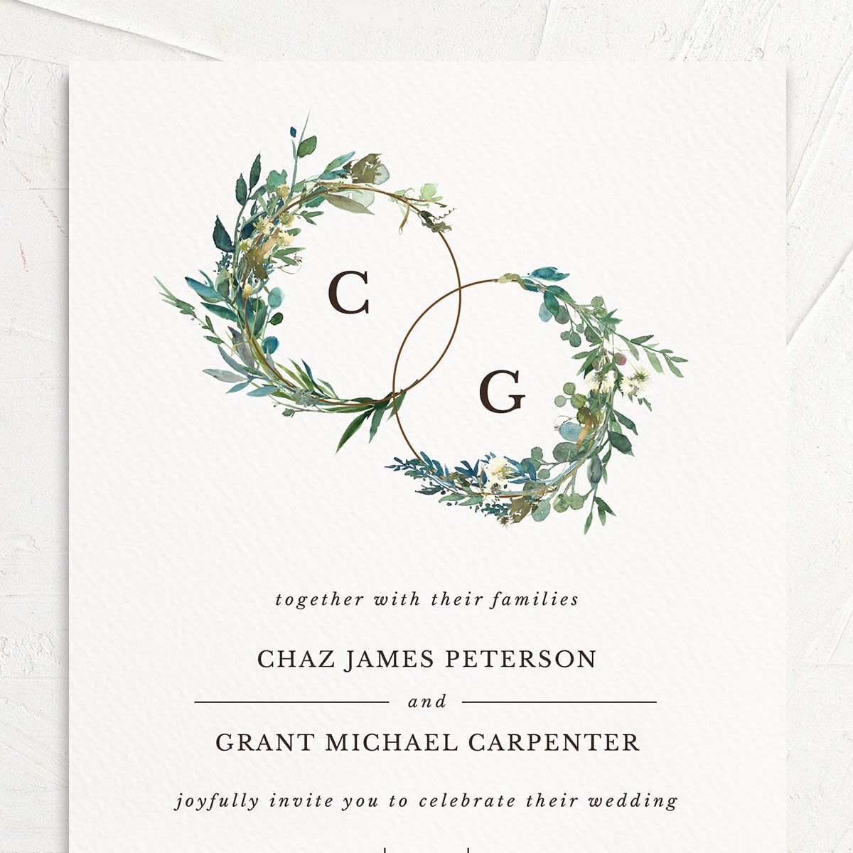 Floral Circles Wedding Invitations Pure White Signature No