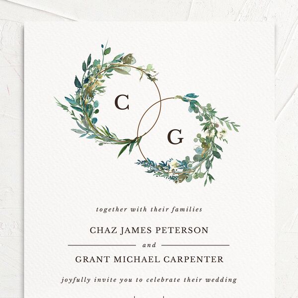 Floral Circles Wedding Invitations Pure White Signature No