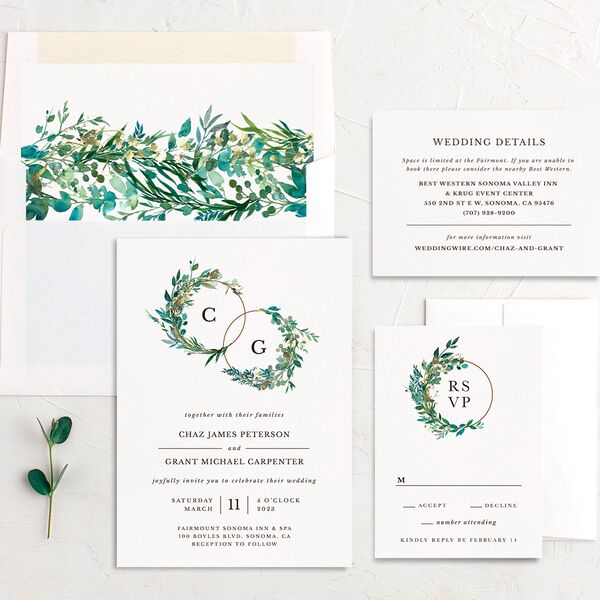 Floral Circles Wedding Invitations Pure White Signature No