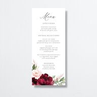 Beloved Floral Foil Menus Rose Gold Dark Berry Signature