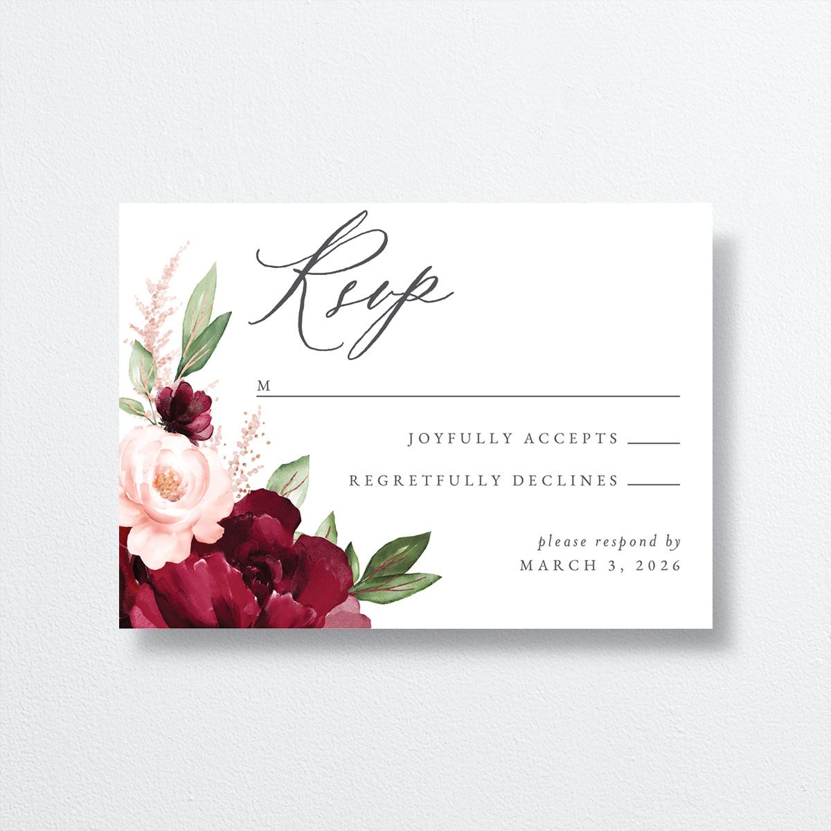 Beloved Floral Foil Wedding Response Cards front