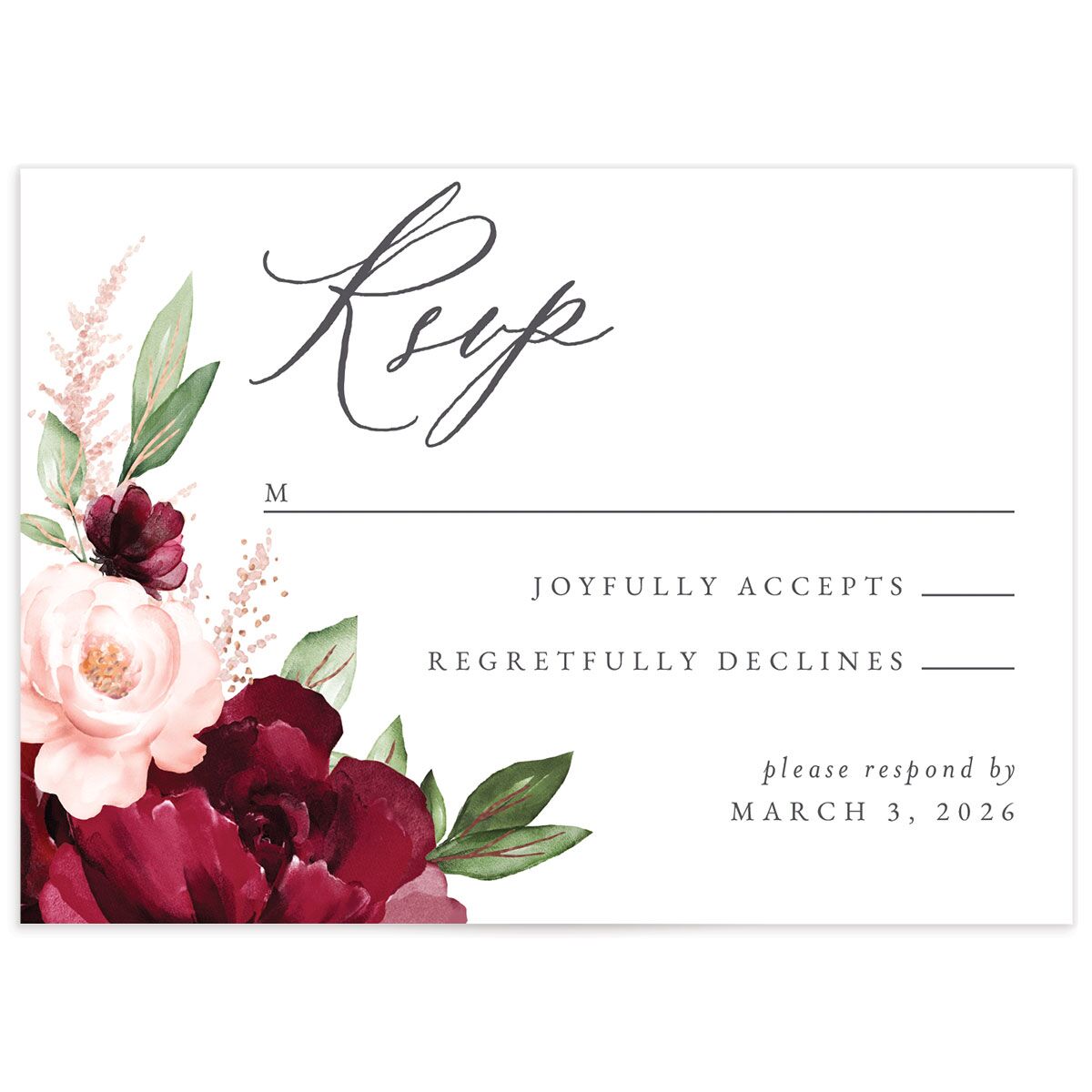 Beloved Floral Foil Wedding Response Cards